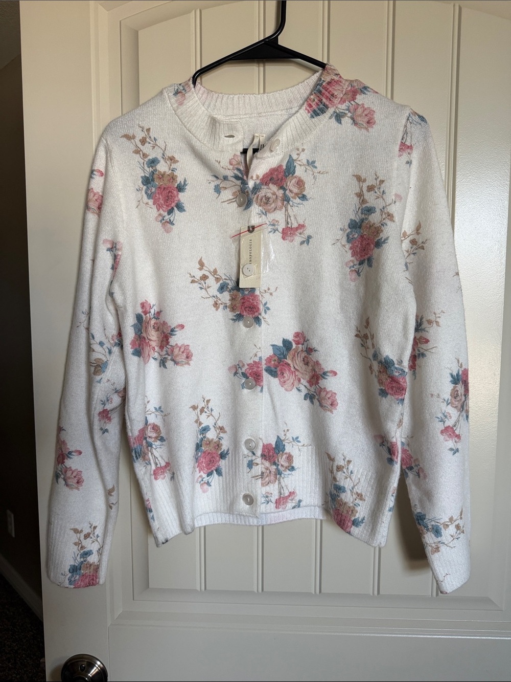 By Anthropologie Crew-Neck Floral Cardigan Sweater new - Picture 4 of 7